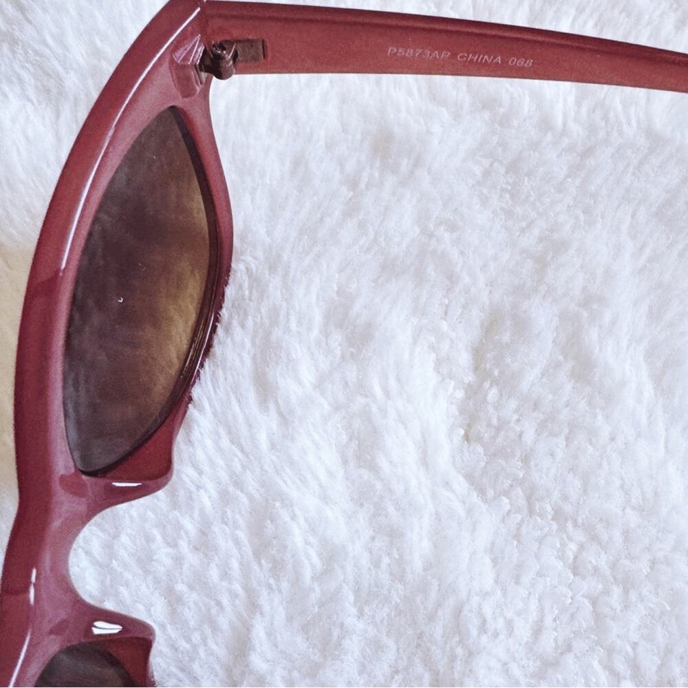 Mina Burgundy Brown Chic Sunglasses - Picture 5 of 12